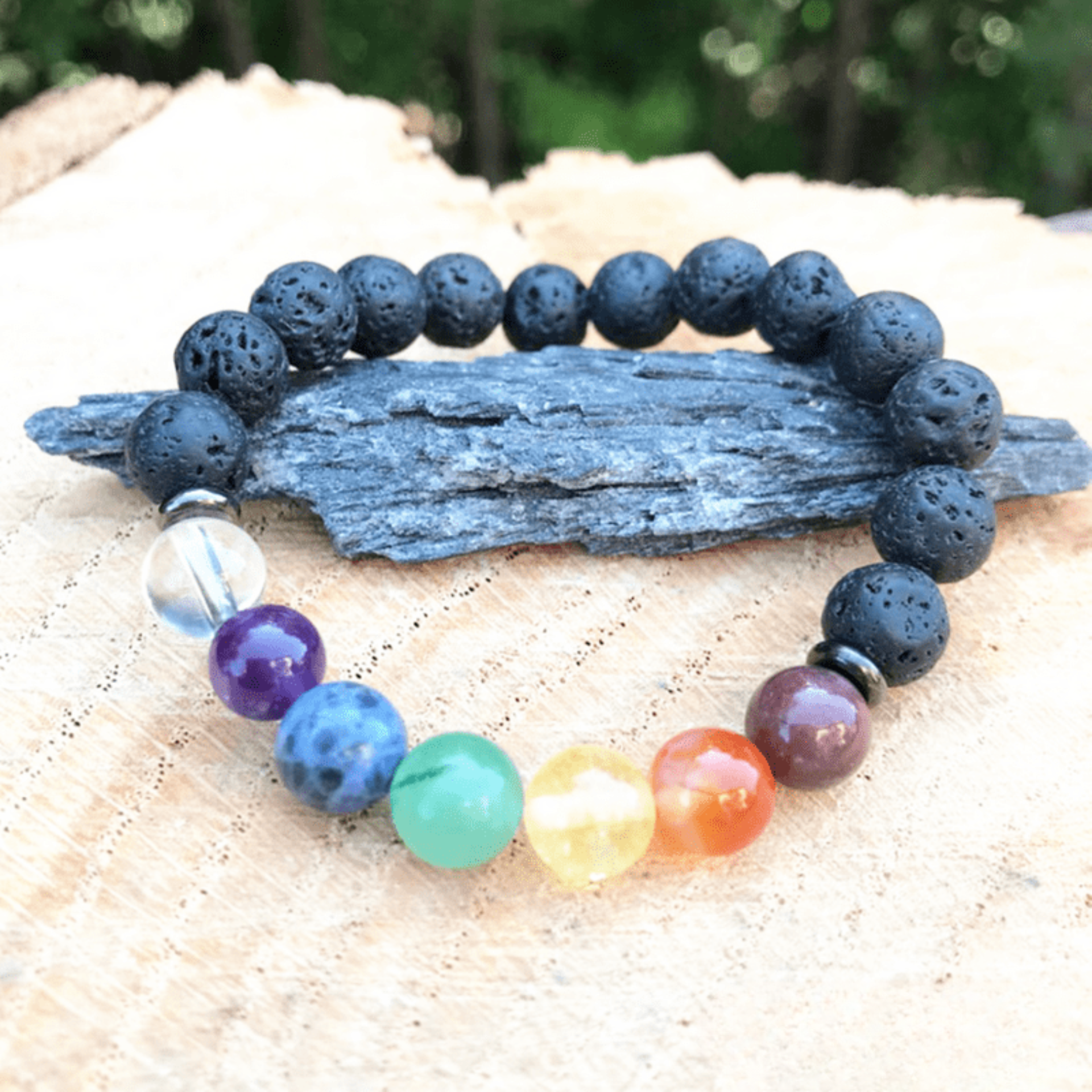 Bracelet 7 Chakras en Pierre de Lave