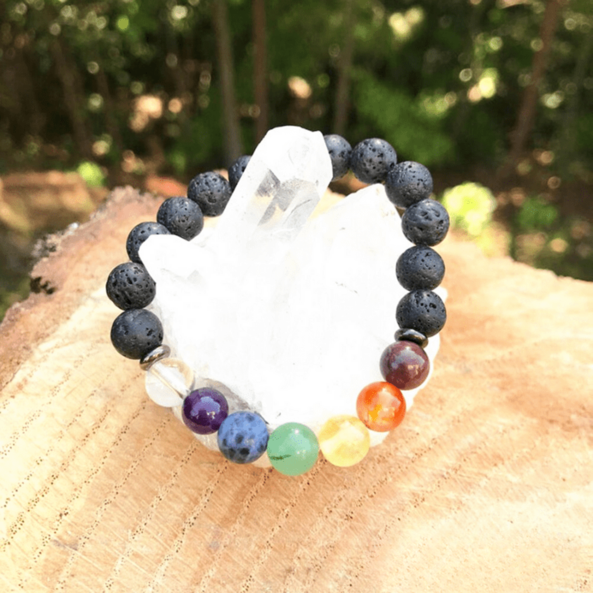 Bracelet 7 Chakras en Pierre de Lave