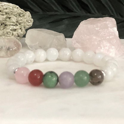 Bracelet 7 Chakras en Pierre de Lune