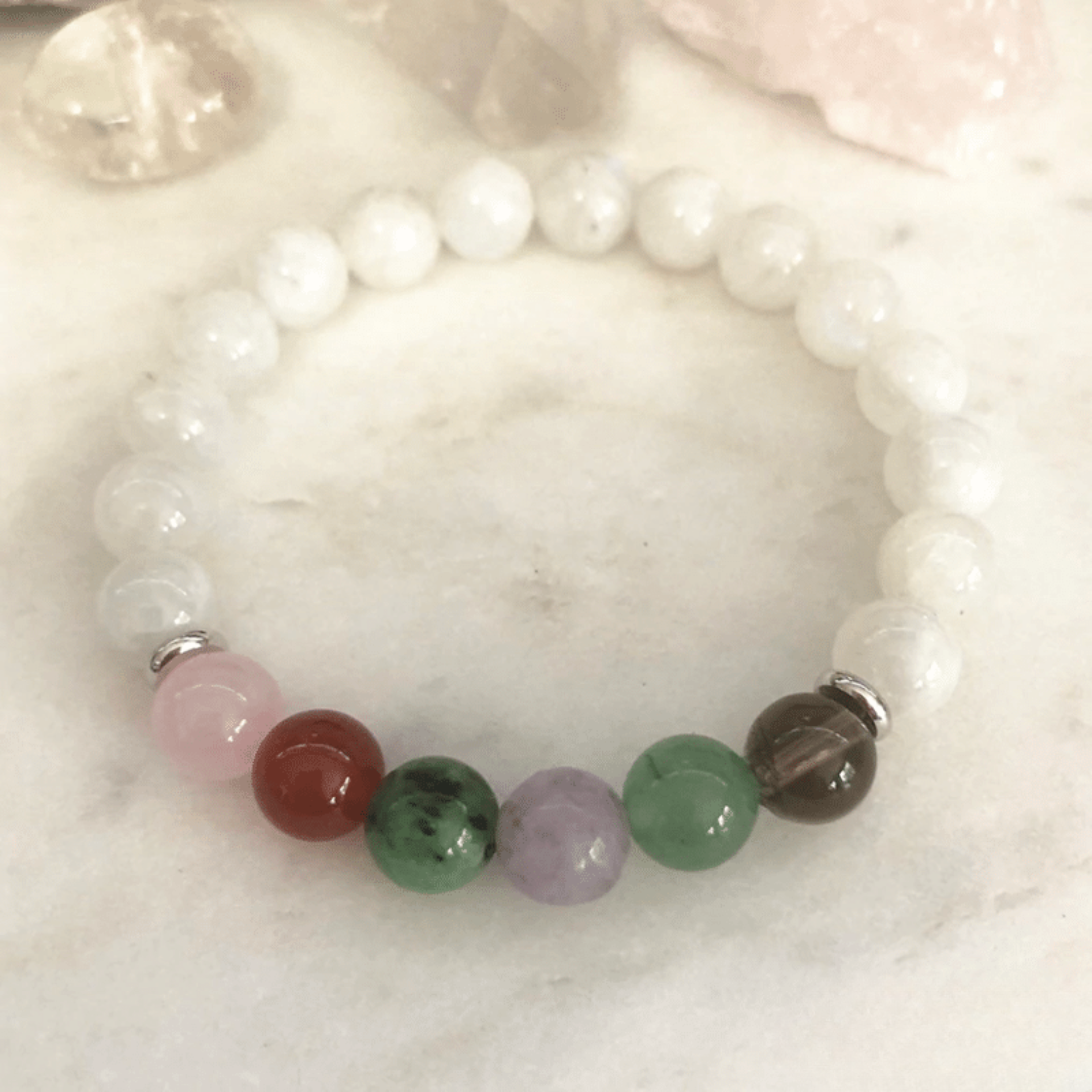 Bracelet 7 Chakras en Pierre de Lune