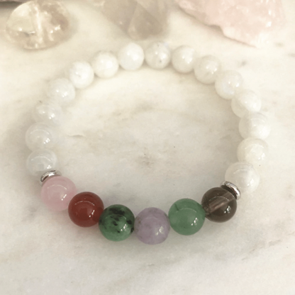 Bracelet 7 Chakras en Pierre de Lune