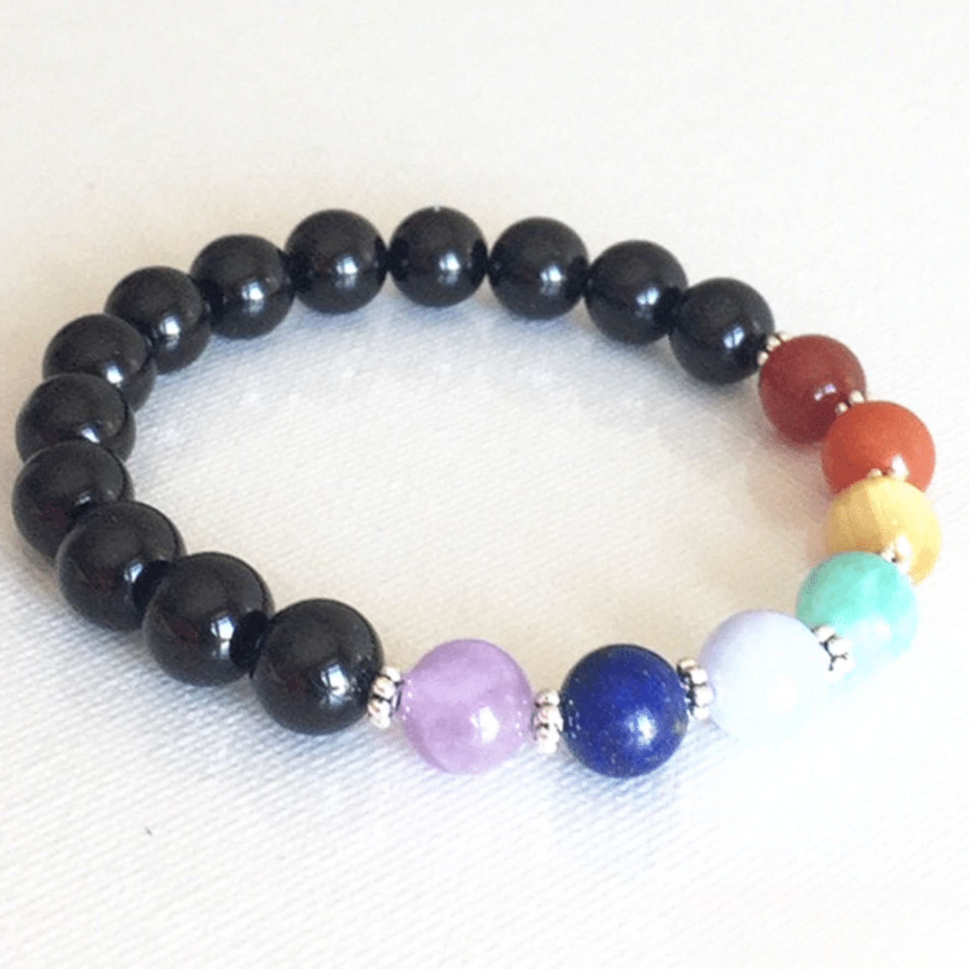 Bracelet 7 Chakras en Tourmaline Noire