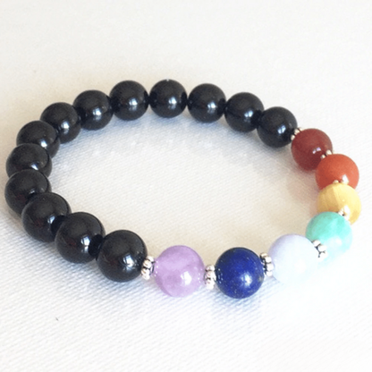 Bracelet 7 Chakras en Tourmaline Noire