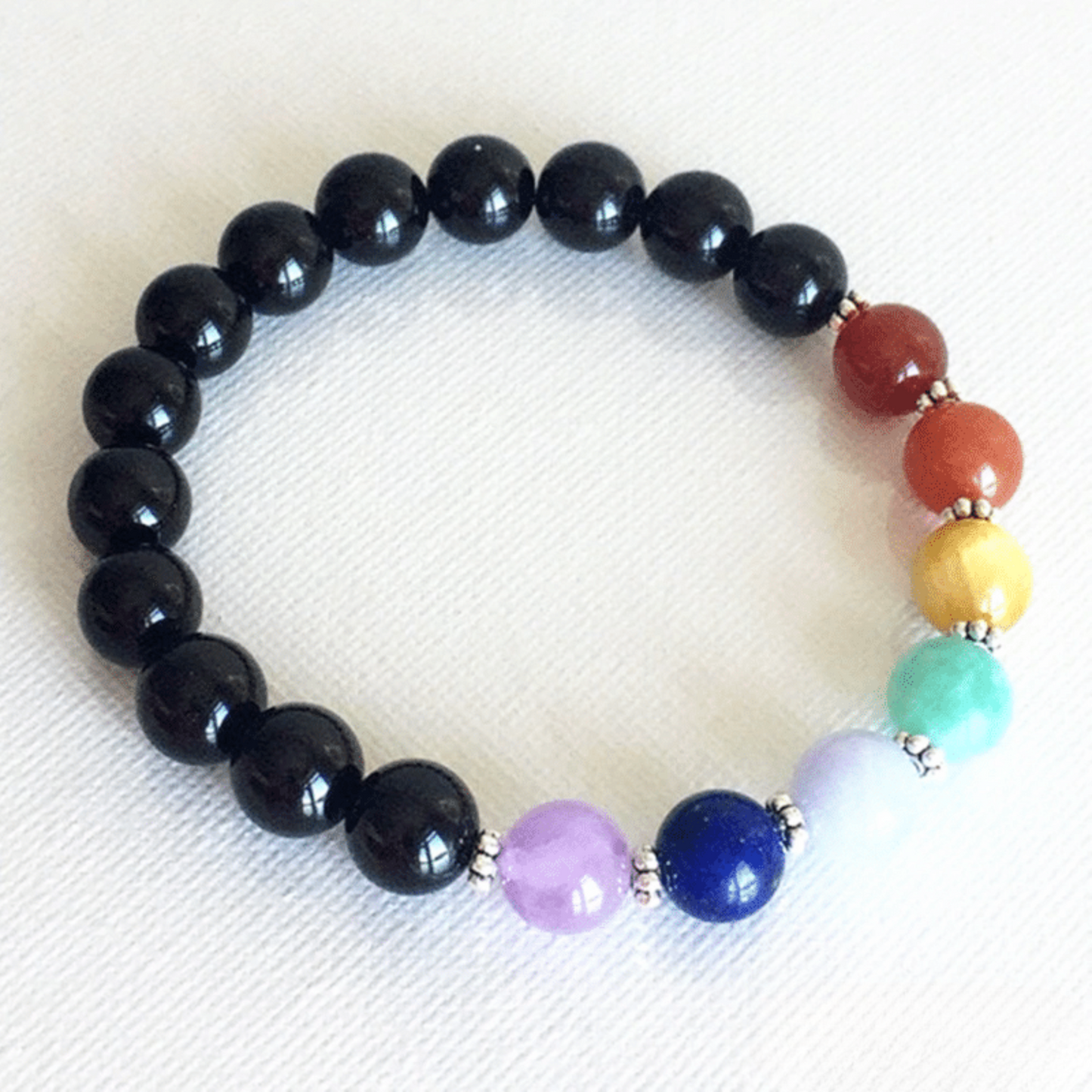 Bracelet 7 Chakras en Tourmaline Noire