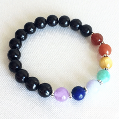 Bracelet 7 Chakras en Tourmaline Noire