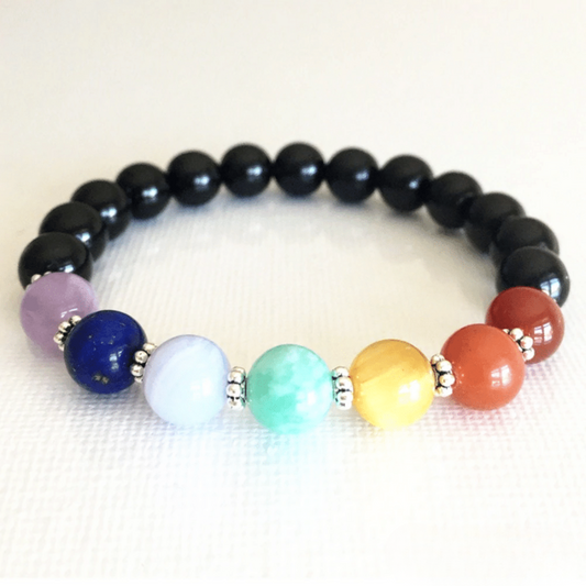 Bracelet 7 Chakras en Tourmaline Noire