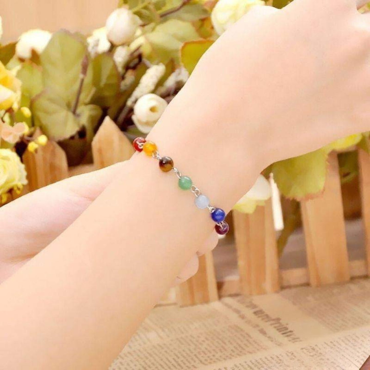 Silver 7 chakra bracelet