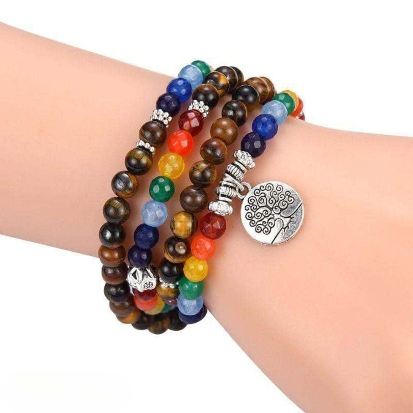 7 chakra healing tiger eye bracelet