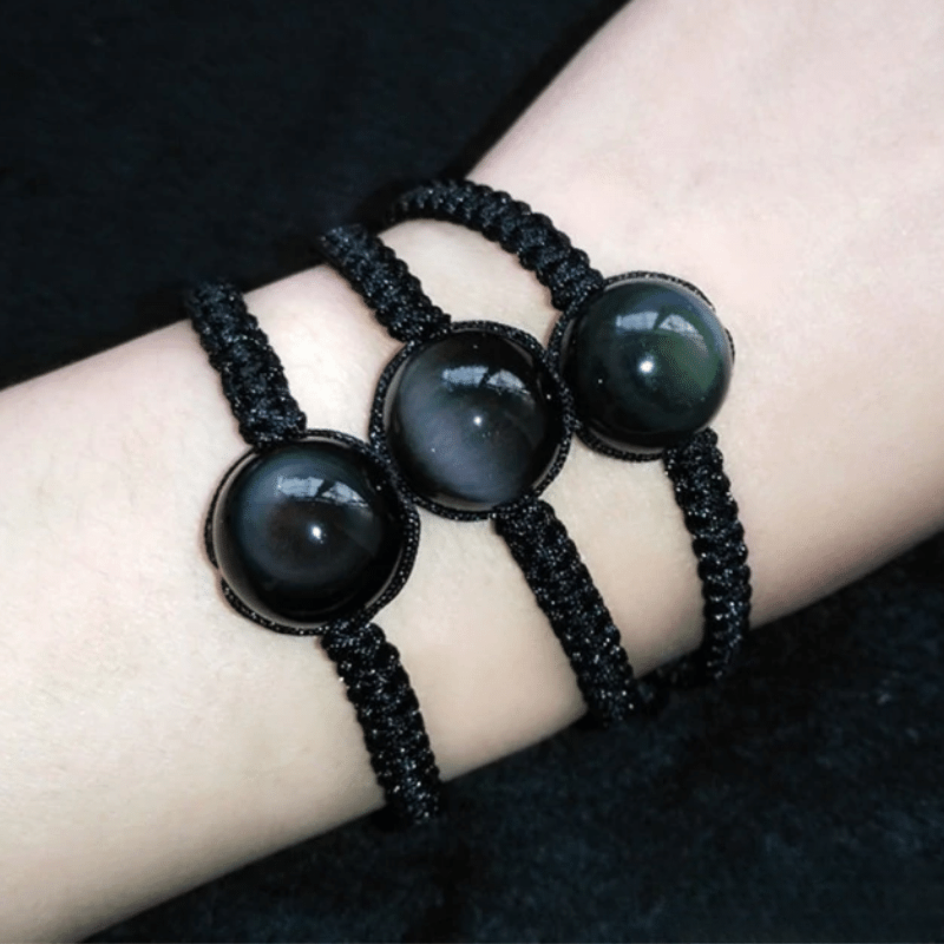 Bracelet Ajustable en Obsidienne Oeil Céleste
