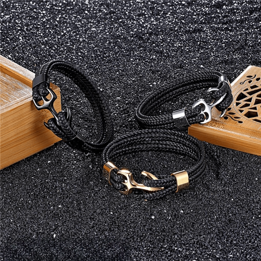 Bracelet Ancre en Cuir