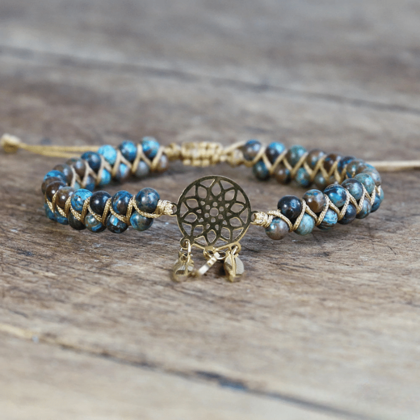 Bracelet Boho en Agate Crazy Lace Bleue