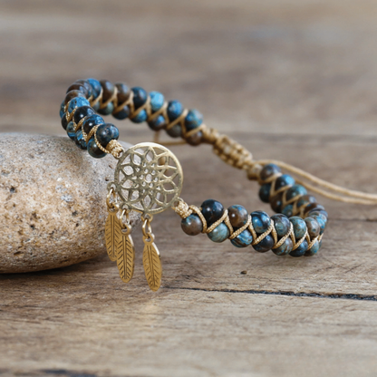 Bracelet Boho en Agate Crazy Lace Bleue