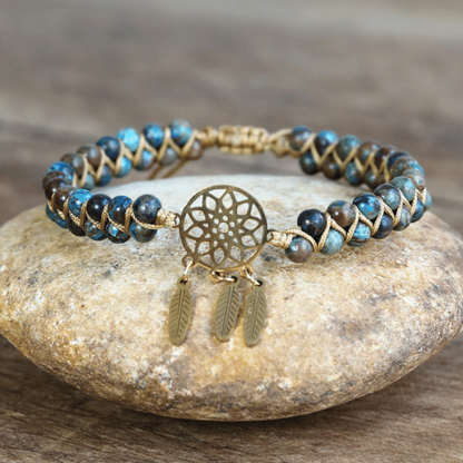 Bracelet Boho en Agate Crazy Lace Bleue