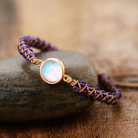 Bracelet Boho en Améthyste et Opale
