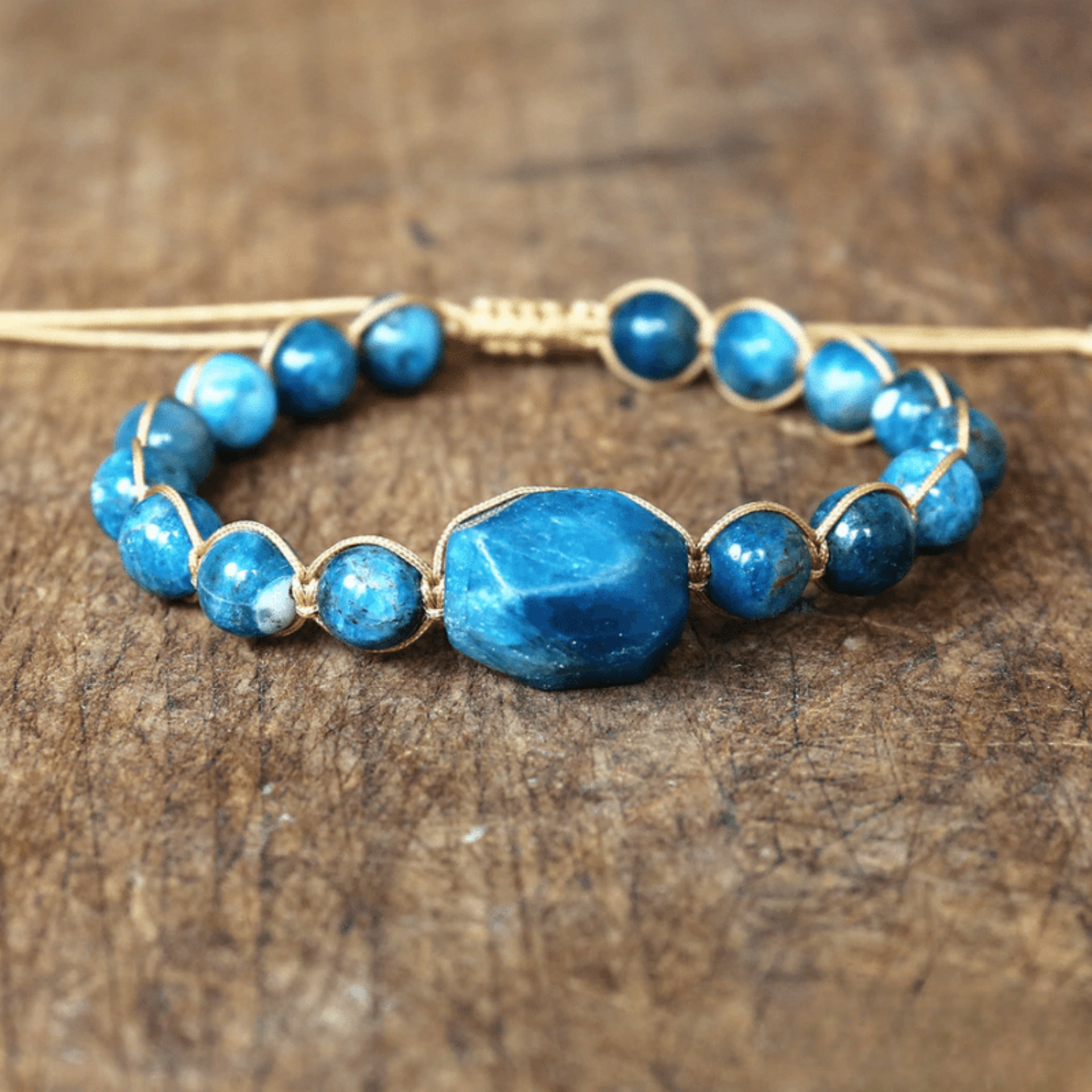 Bracelet Boho en Apatite Bleue