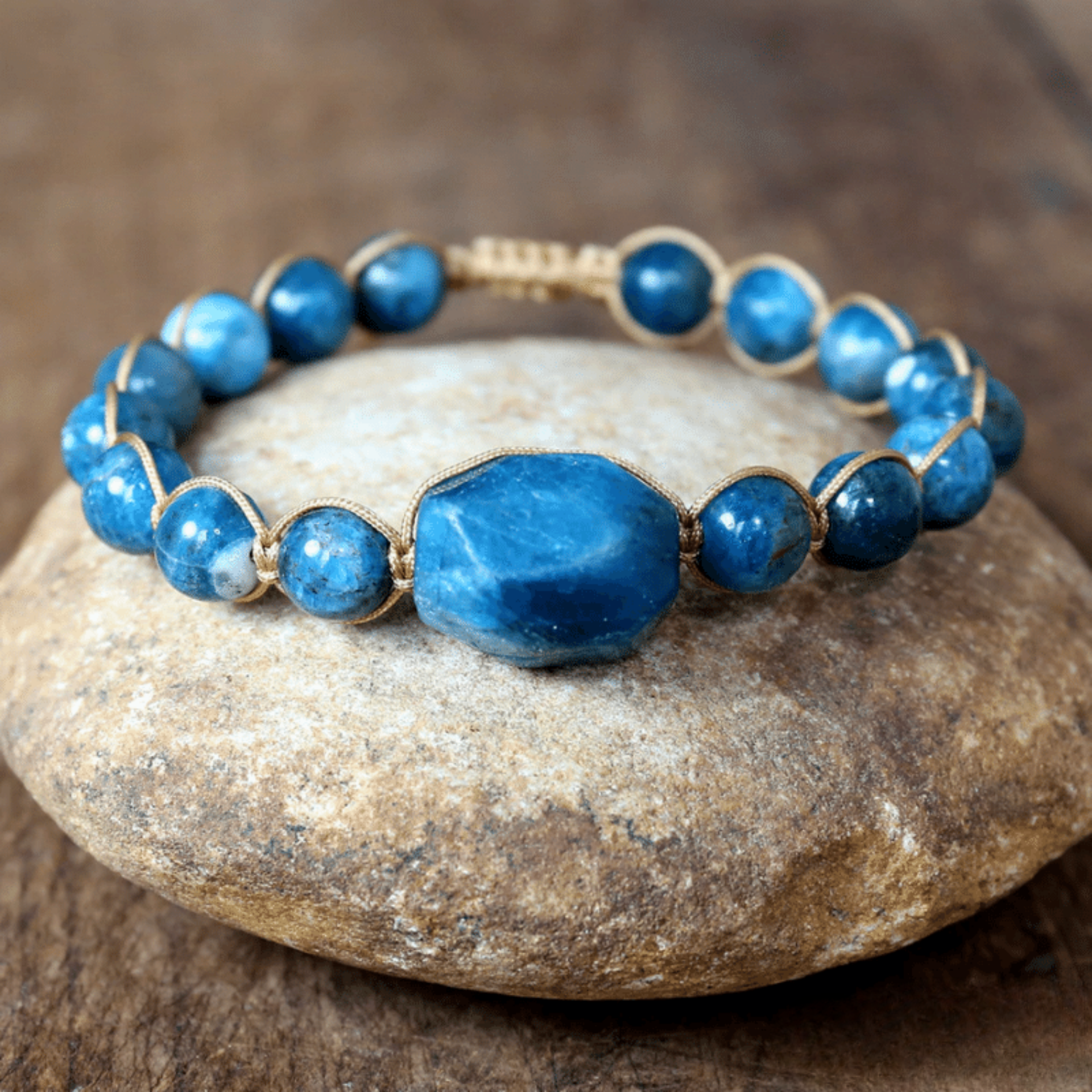 Bracelet Boho en Apatite Bleue