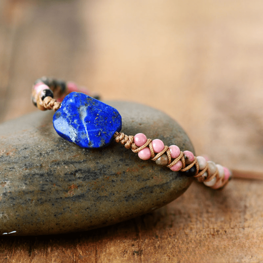 Bracelet Boho en Lapis Lazuli et Rhodonite