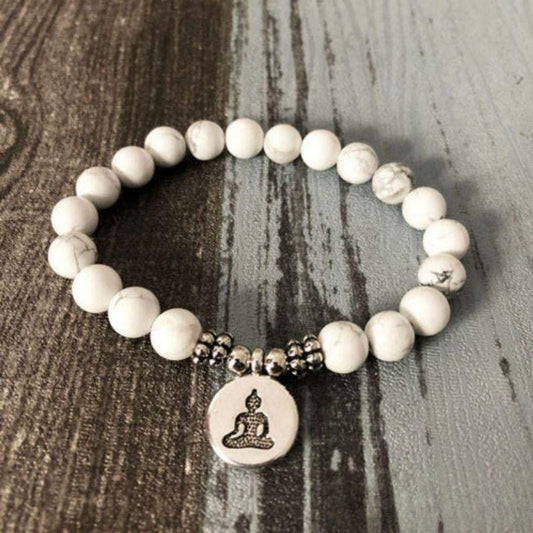 Bracelet Bouddha en Howlite Blanche