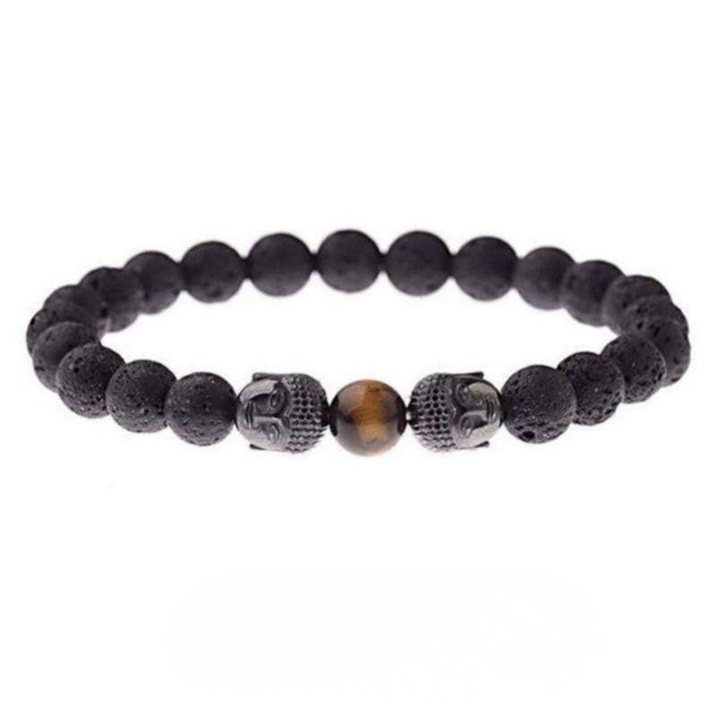 Bracelet Bouddha en Pierre de Lave et Oeil de Tigre