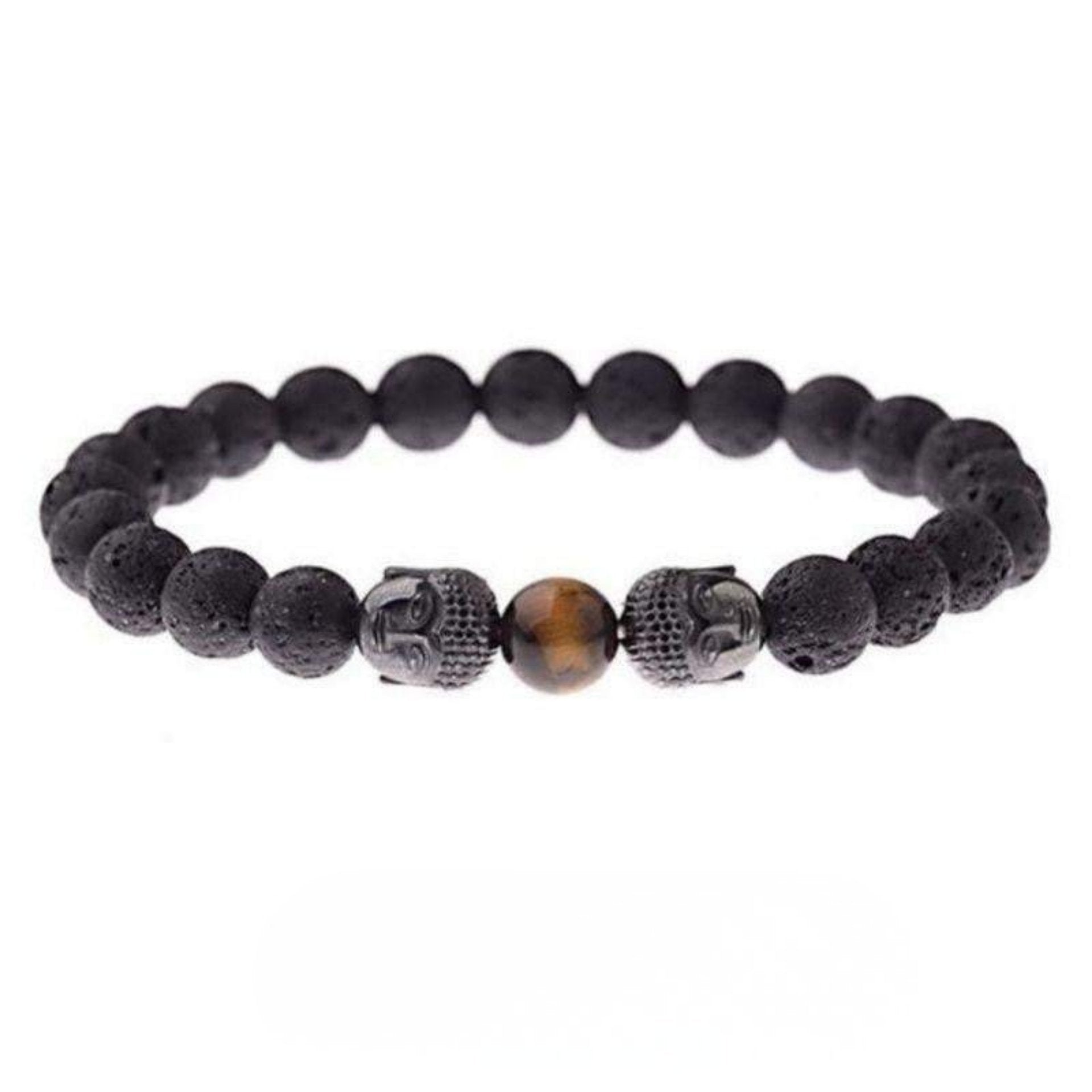Bracelet Bouddha en Pierre de Lave et Oeil de Tigre