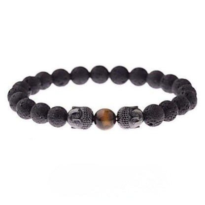 Bracelet Bouddha en Pierre de Lave et Oeil de Tigre