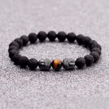 Bracelet Bouddha en Pierre de Lave et Oeil de Tigre