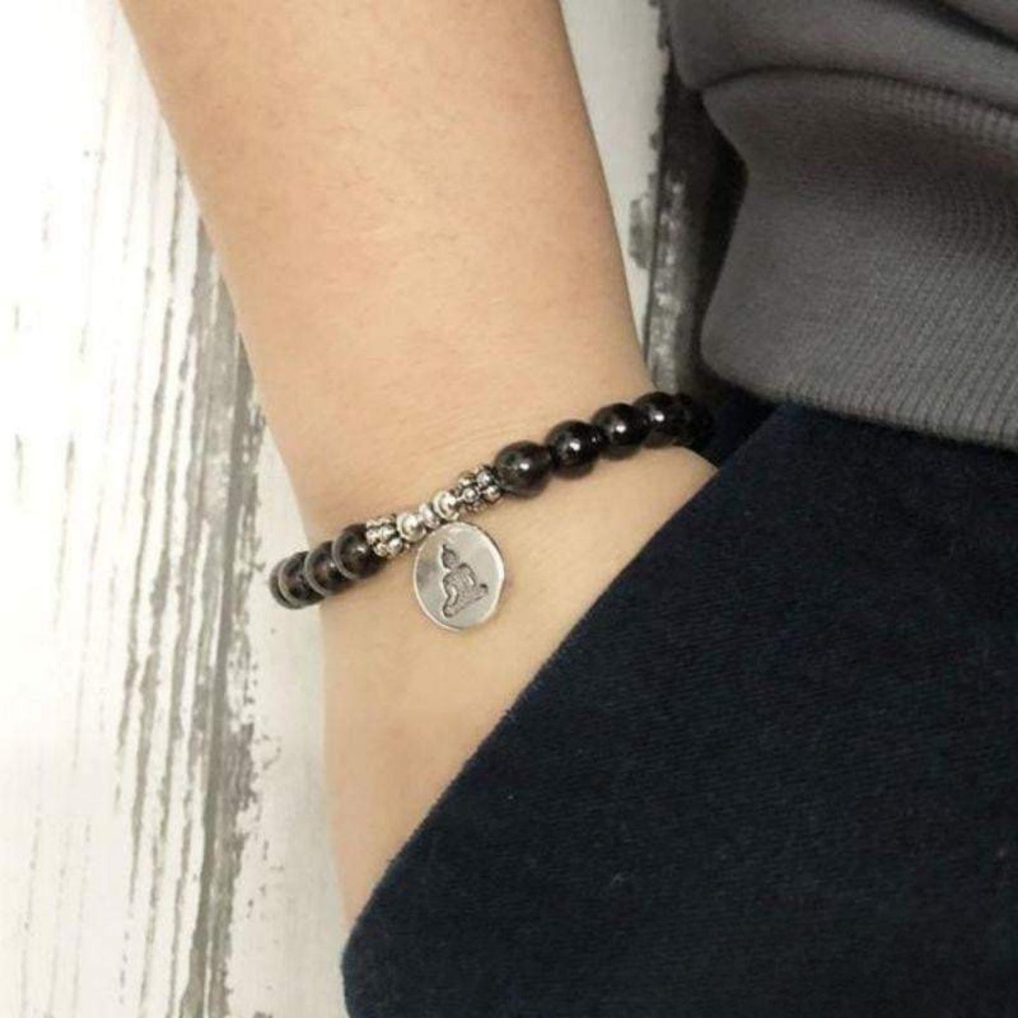 Bracelet Bouddha en Quartz Fumé