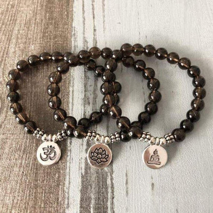 Bracelet Bouddha en Quartz Fumé