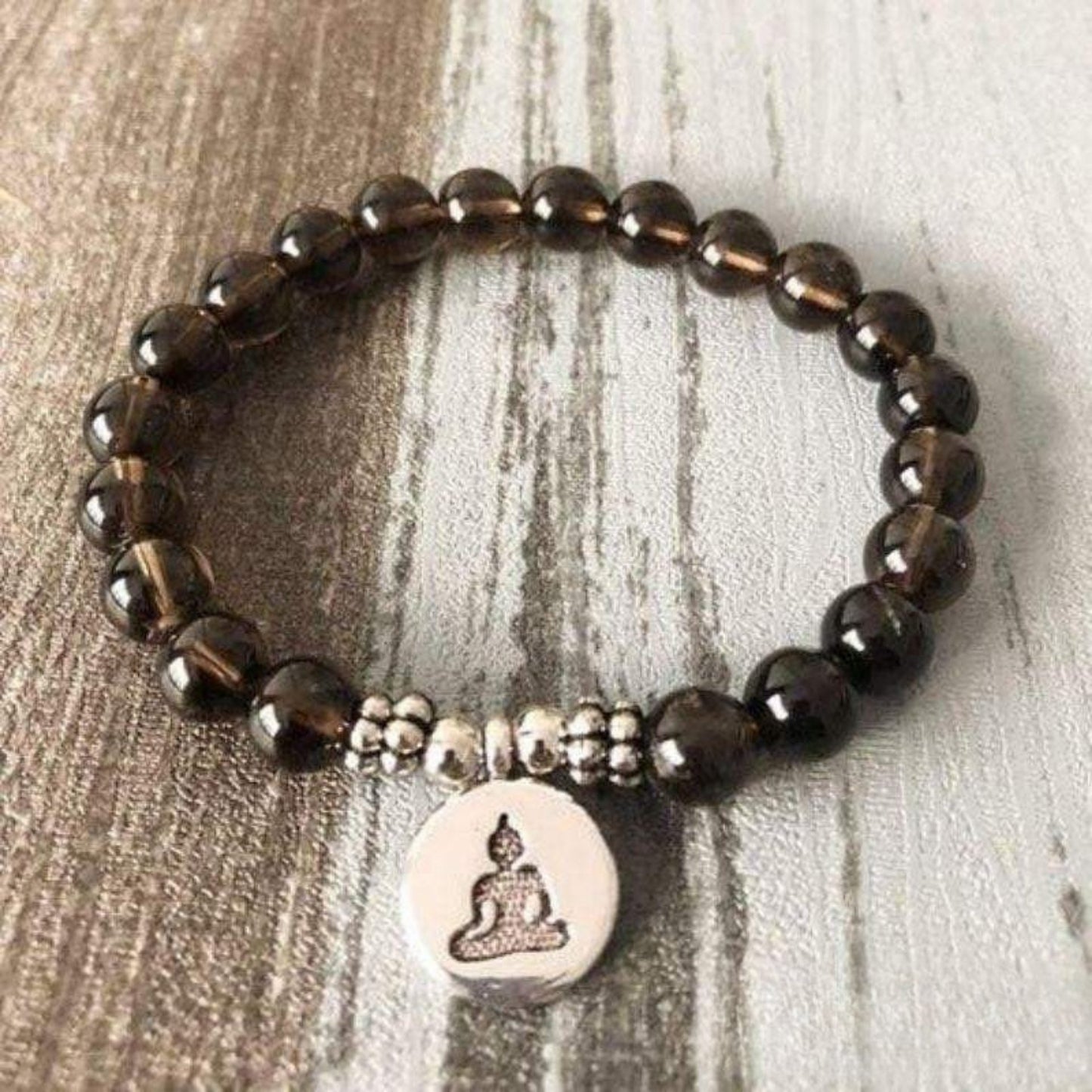 Bracelet Bouddha en Quartz Fumé