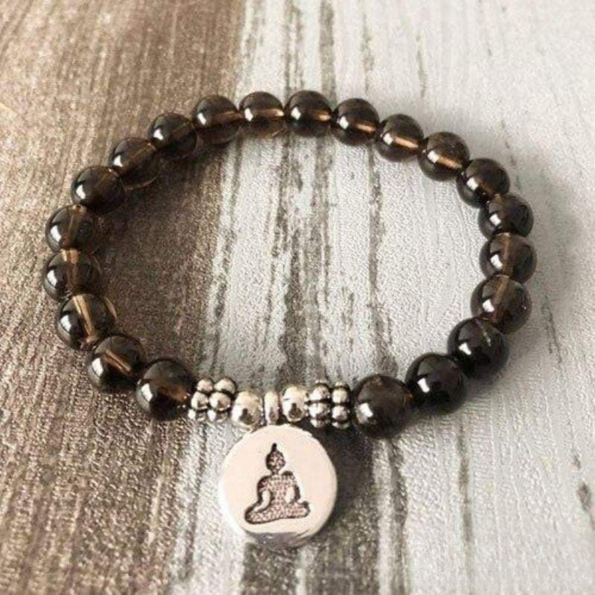 Bracelet Bouddha en Quartz Fumé