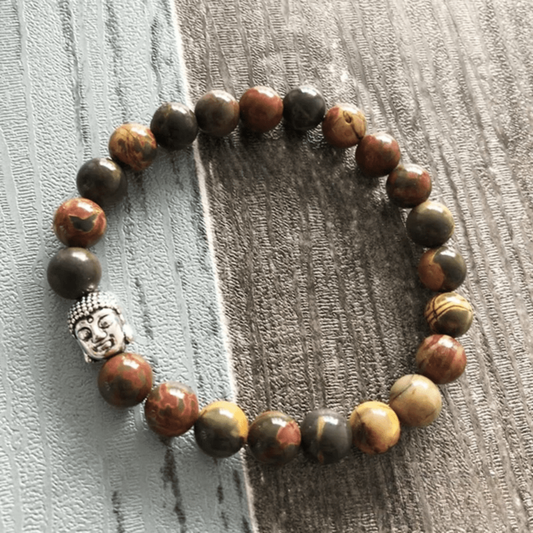 Bracelet Bouddhiste en Jaspe Picasso