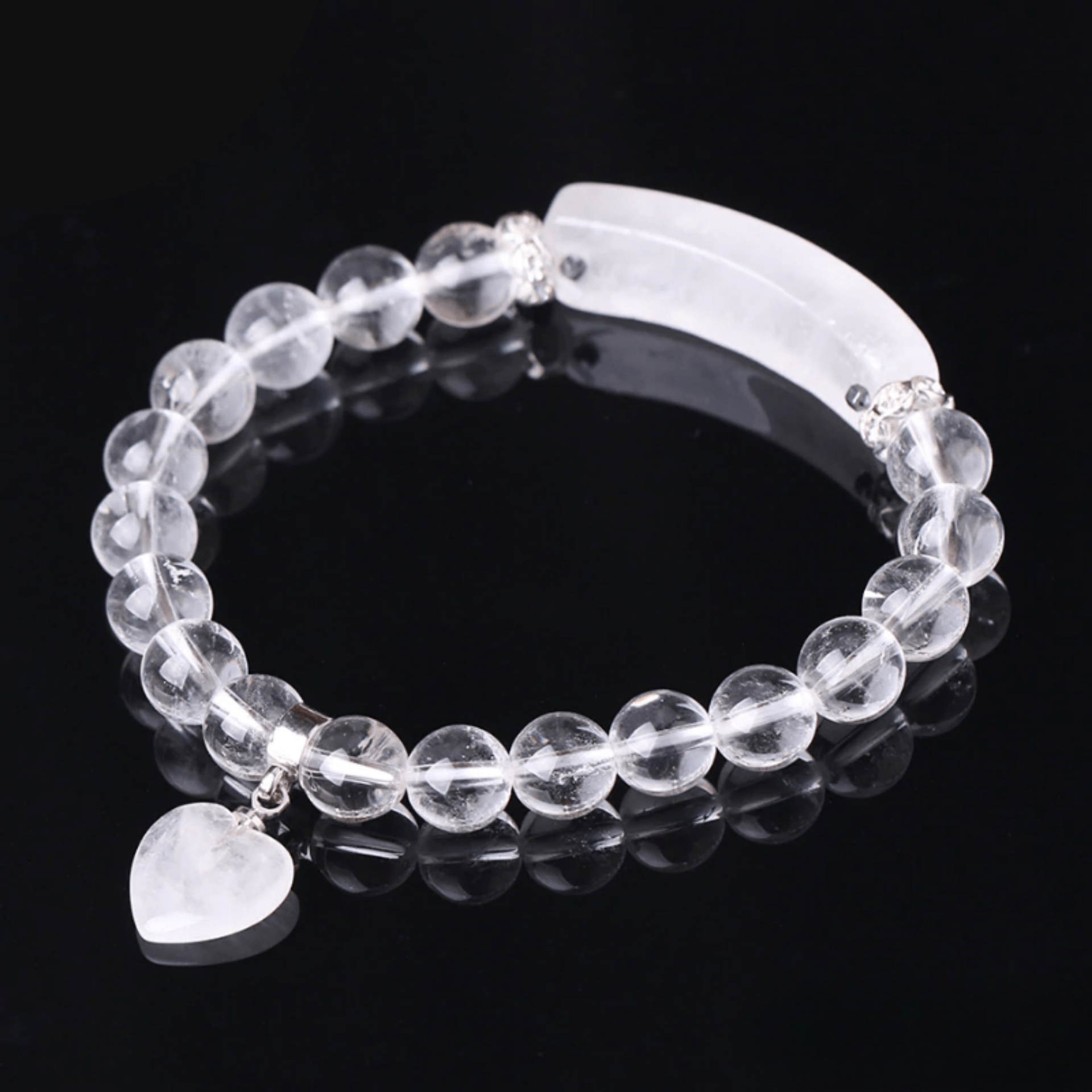 Bracelet Coeur en Cristal de Roche