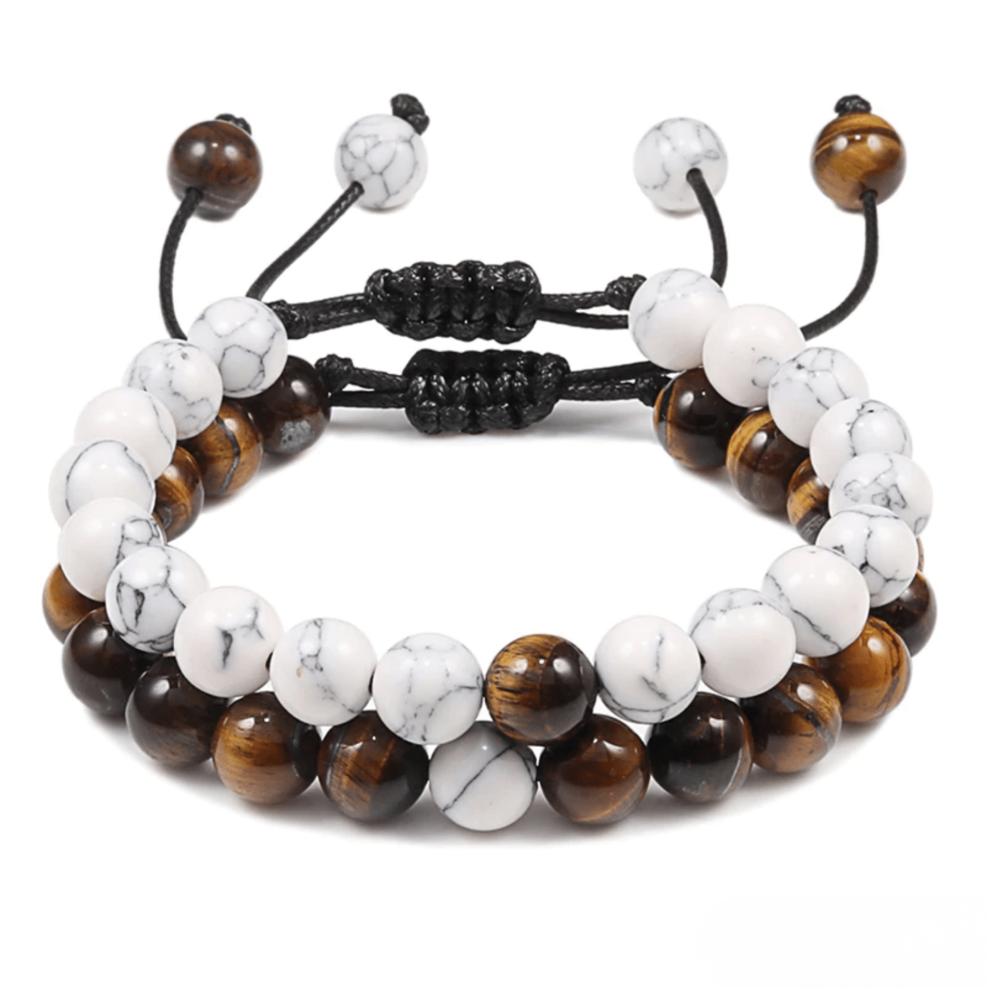 Bracelet Distance Ajustable - Marron et Blanc