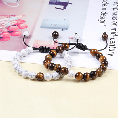 Bracelet Distance Ajustable - Marron et Blanc