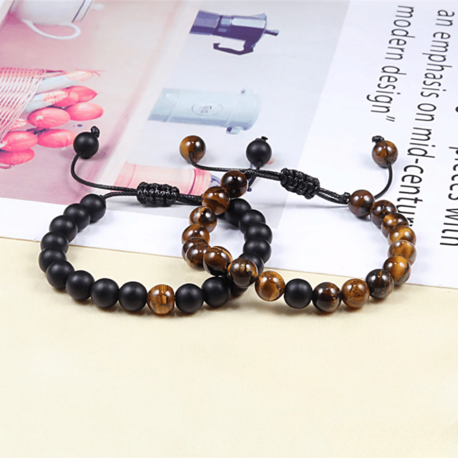 Bracelet Distance Ajustable - Marron et Noir