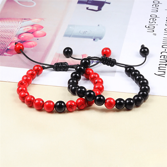 Bracelet Distance Ajustable - Noir et Rouge