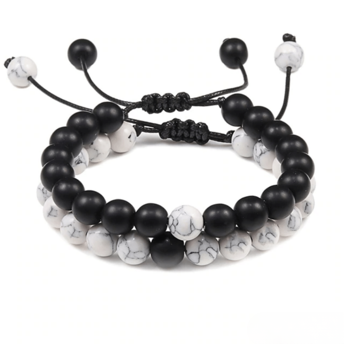 Bracelet Distance Ajustable - Noir Mat et Blanc
