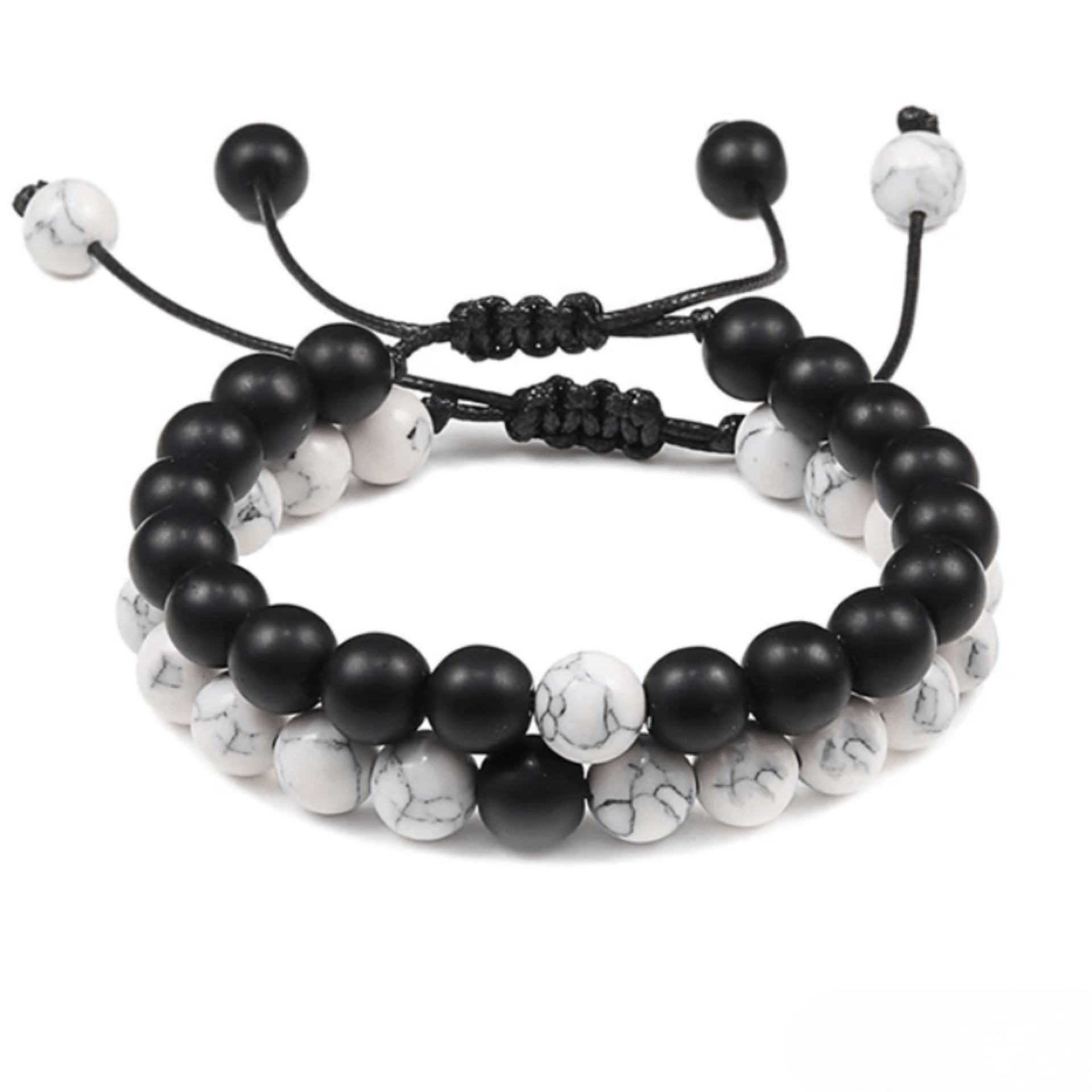 Bracelet Distance Ajustable - Noir Mat et Blanc
