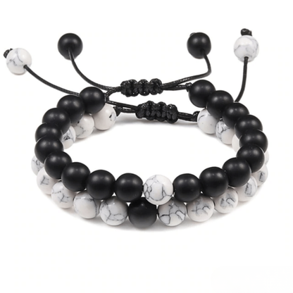 Bracelet Distance Ajustable - Noir Mat et Blanc