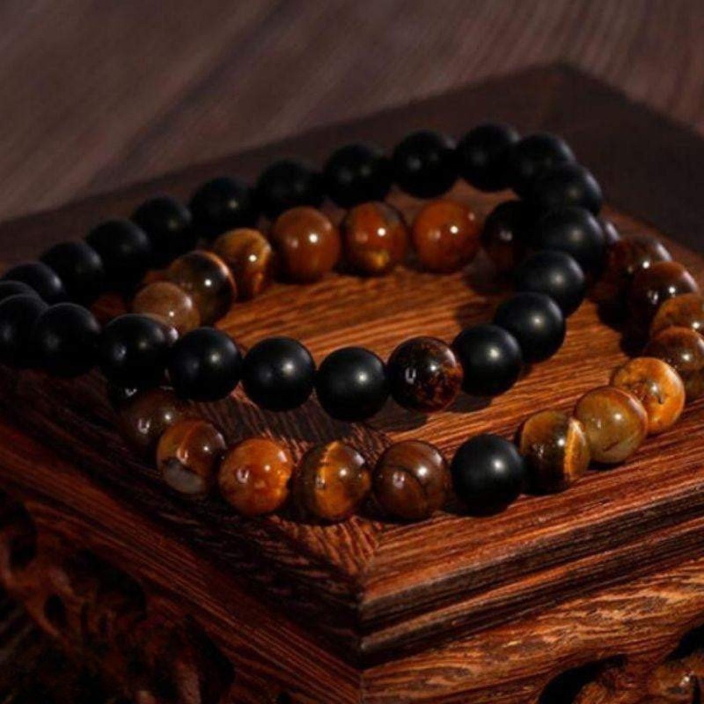 “Rome” Couple Distance Bracelets in Natural Tiger Eye