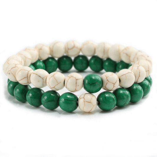 Bracelet Distance Couple - Blanc et Vert