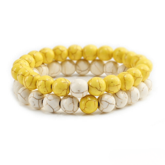 Bracelet Distance Couple - Jaune et Blanc
