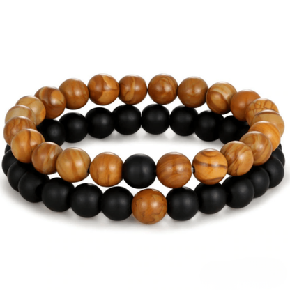 Bracelet Distance Couple - Marron et Noir