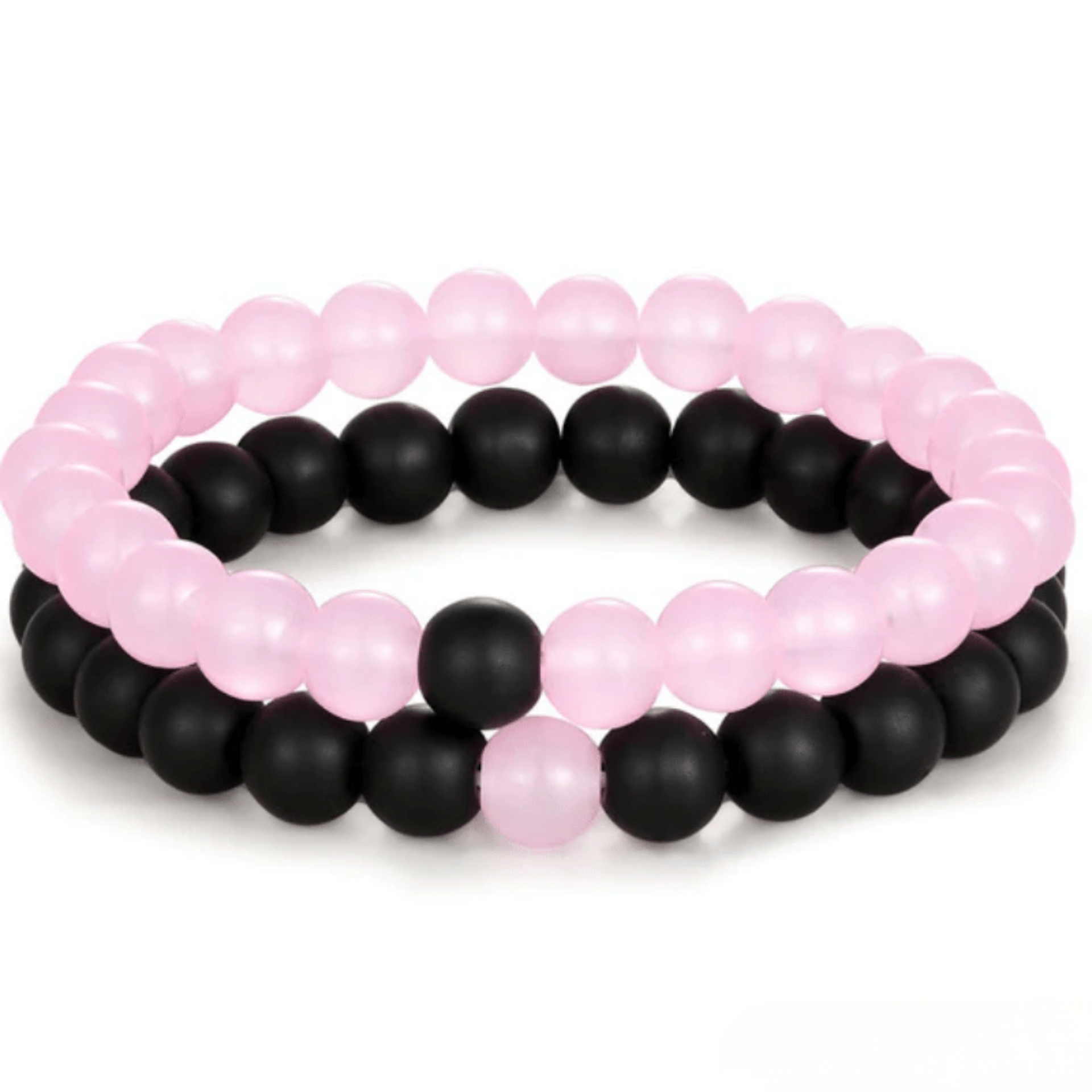 Bracelet Distance Couple - Noir et Rose