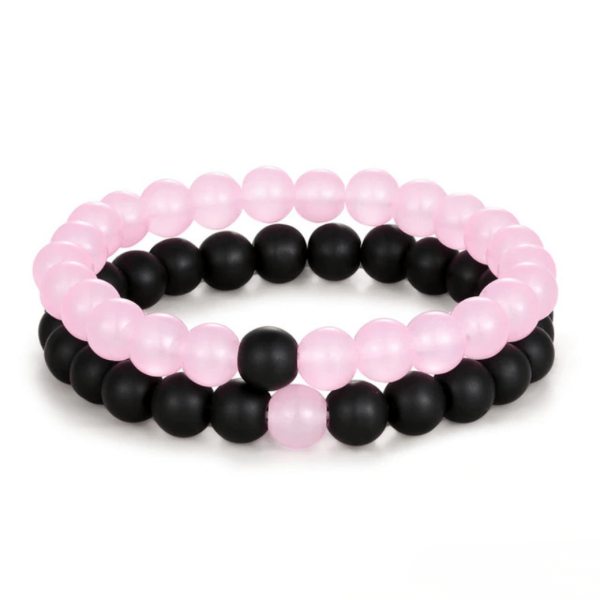 Bracelet Distance Couple - Noir et Rose