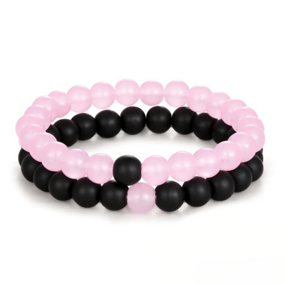 Bracelet Distance Couple - Noir et Rose