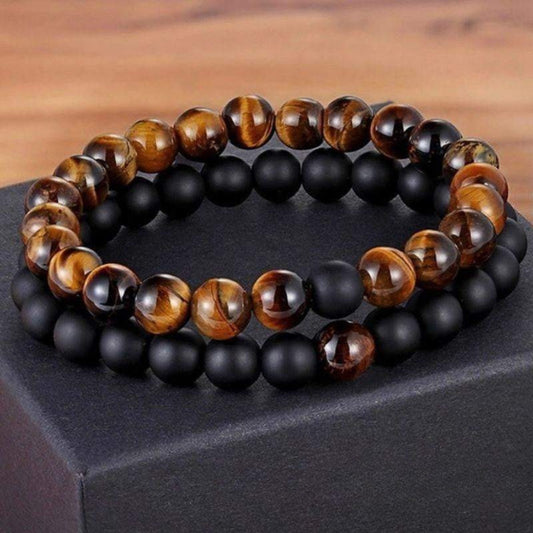“Rome” Couple Distance Bracelets in Natural Tiger Eye