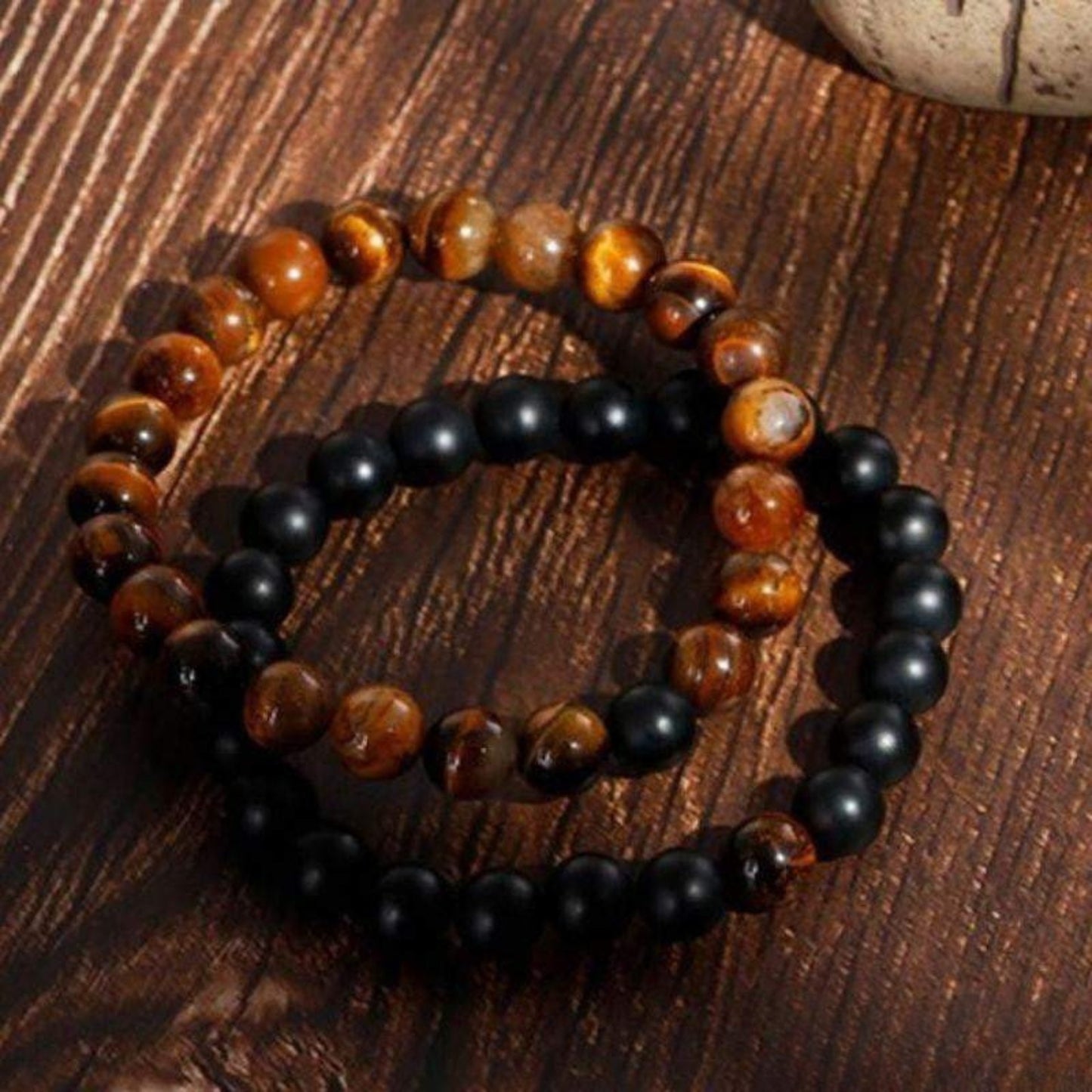 “Rome” Couple Distance Bracelets in Natural Tiger Eye