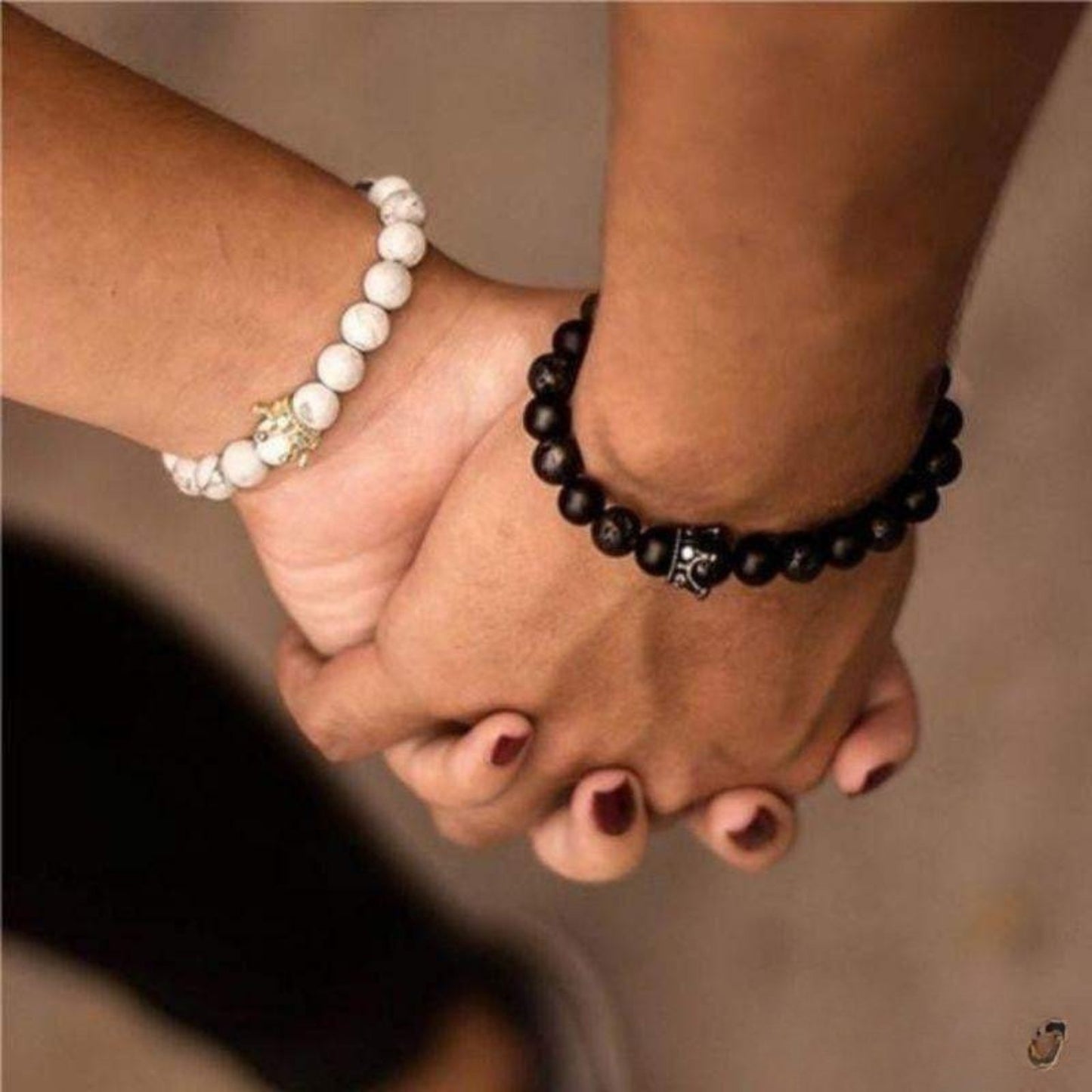 “His King Her Queen” natural stone distance bracelets