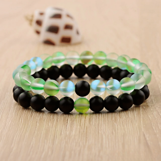 Bracelet Distance Couple Transparent - Noir et Vert